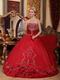 Not Expensive Wine Red Quinceanera Dress With Embroidery