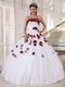 New Arrival White Quinceanera Gown With Wine Red Applique