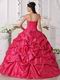 Deep Rose Pink Beading Emberllish Quinceanera Dress