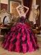 Black and Fuchsia Ruffles Skirt Good Looking Quinceanera Dress