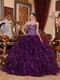 Purple Sweetheart Ruffled Skirt Cheap Military Ball Gown