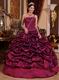 Single One Shoulder Quinceanera Military Dress In Burgundy