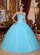 Aqua Blue 2018 Top 100 Military Quinceanera Dress For Puberty