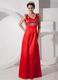 Empire Waist Scarlet Red Satin Beaded Prom Party Dress