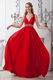 Fashionable Cross Back Scarlet Chiffon Prom Dress With Beaded Belt