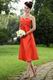 Wholesale Spaghetti Straps Tea Length Orange Red Prom Dress