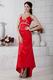 Classic V-Neck High Low Skirt Special Ocassion Scarlet Dress