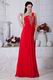 One Shoulder Designer Dark Red Featured Evening Dress