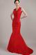 Trumpet Wine Red Mother Of The Bride Dress With Applique
