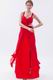 Exquisite Straps Front Split Skirt Scarlet Chiffon Prom Dress On Sale