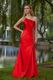 One Shoulder Slit Skirt Scarlet Prom Dresses With Beading
