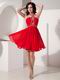 Halter Wine Red Chiffon Dress For 2014 Sweet 16 Party Wear