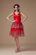 V Neck Corset Back Sequined Red Short Prom Dress In Texas