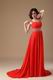 Spaghetti Straps Beading Emberllish Orange Red Prom Dress