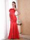 Scarlet Mermaid Strapless Prom Dress With Handcrafted Flowers