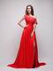 High Low Neckline Red Chiffon Night Party Dress For Girl