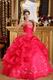 Strapless Deep Pink Quinceanera Dress With Embroidery Bottom