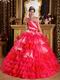 Single Shoulder 2014 Multi-Color Layers Skirt Quinceanera Gown