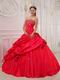 Sweetheart Neckline Puffy Quinceanera Dress In Red