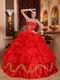 Scarlet Red Skirt With Petticoat Quinceanera Dress Supplier