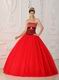 Beaded Zebra Decorate Beautiful Quinceanera Dress Scarlet