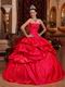 Strapless Bubble Floor-length Scarlet Taffeta Quinceanera Dress