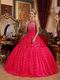 Rose Pink Lace Quinceanera Dress By Rolled Fabric Flowers