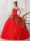 Scarlet Strapless Puffy Quinceanera Dress With Sequin Decorate