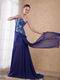 Drapped Sequin Fabric Evening Chiffon Dress For Women