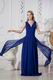 Designer V-Neck A-line Royal Blue Chiffon Dress Evening