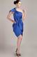 One Shoulder Backless Royal Blue Taffeta Short Prom Dress