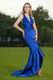 Cobalt Blue Cross Back Mermaid Prom Dress With High Low Skirt