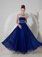 2014 New Arrival Dark Blue Floor Length Prom Evening Dress