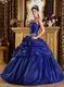 Royal Blue Organza Puffy Skirt Quinceanera Dress For Discount
