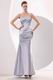 Affordable Left Strap Mermaid Silver Evening Dress