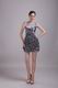 Silver Grey Mini One Shoulder Cocktail Dress By Designer