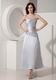 Gray Tea Length Taffeta Mother Of The Bride Dress