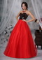 Red and Black Sequins Paillette Princess Prom Dress Cheap Inexpensive