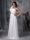 Simple One Shoulder White Chiffon Prom Gowns With Shawl Inexpensive