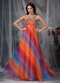 Colorful Straps Floor-length Chiffon Prom Dress Printed Inexpensive