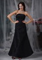 A-line Strapless Black Taffeta Party Dress Affordable Inexpensive