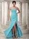 Sweetheart Floor-length Celebrity Dress Made By Light Blue Chiffon Inexpensive