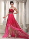 Fuchsia and Hot Pink Layers High-low Dress For Prom Wear Inexpensive