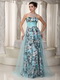 Brand New Sweetheart Printed Fabric Long Prom Dress Unique Inexpensive