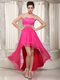 Hot Pink Hi-Lo Design Prom Celebrity Dress Lace Inside Emberllish Inexpensive