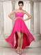 Hot Pink Hi-Lo Design Prom Celebrity Dress Lace Inside Emberllish Inexpensive Hot Pink Hi-Lo Design Prom Celebrity Dress Lace Inside Emberllish Inexpensive