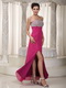 Floor-length Ruby Chiffon Lady Wear Prom Dress Designers List Inexpensive