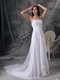 Empire Waist Long White Chiffon Prom Celebrity Dress By Designer Inexpensive