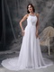 Beaded Scoop Neck White Chiffon La Femme Prom Dresses Inexpensive