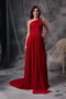 One Shoulder Wine Red Chiffon Top Seller Prom Dress Gown Inexpensive